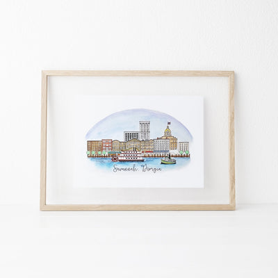 Savannah, Georgia Skyline Art Print