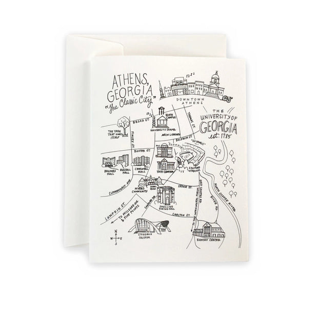 Athens UGA Campus Map Greeting Card