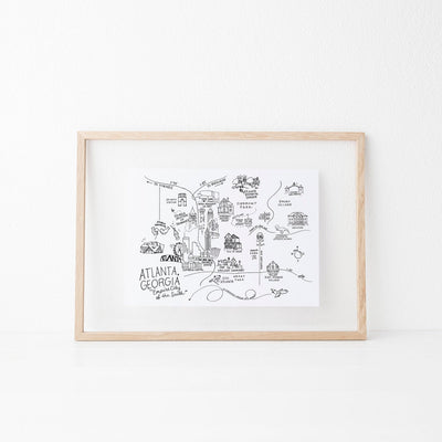 Atlanta, Georgia Pen & Ink Map Art Print