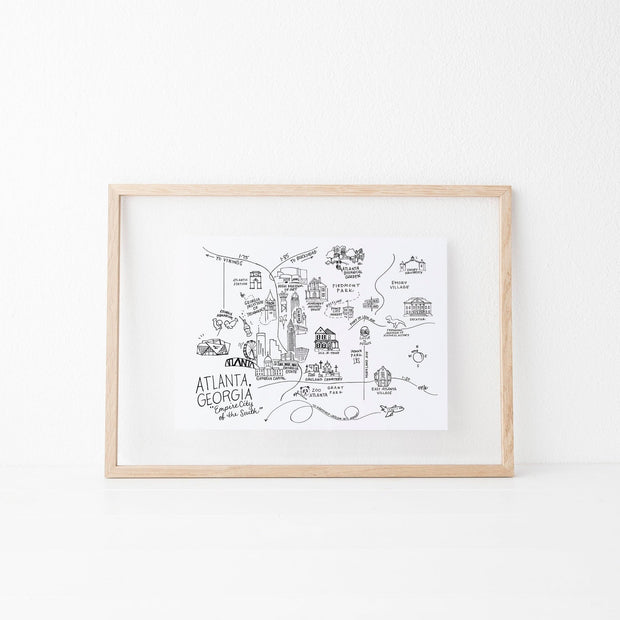 Atlanta, Georgia Pen & Ink Map Art Print