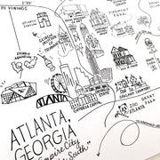 Atlanta, Georgia Pen & Ink Map Art Print