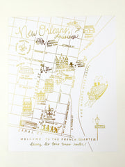 New Orleans, Louisiana Gold Foil Map