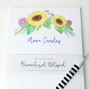 Sunflower Floral Personalized Notepad