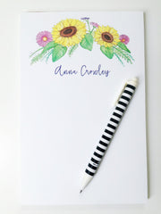 Sunflower Floral Personalized Notepad