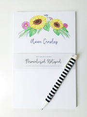 Sunflower Floral Personalized Notepad