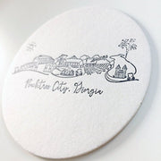 Peachtree City, Georgia Skyline Letterpress Coasters