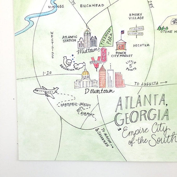 Atlanta, Georgia Map Art Print