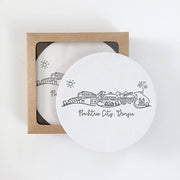 Peachtree City, Georgia Skyline Letterpress Coasters