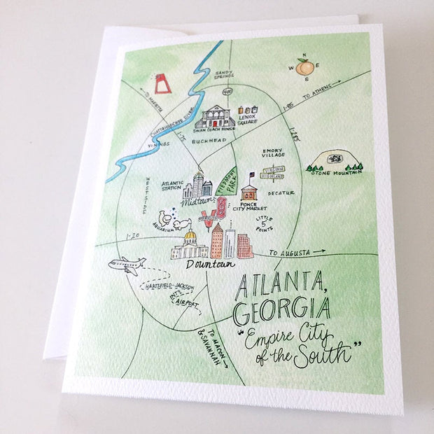 Atlanta, Georgia Map Greeting Card