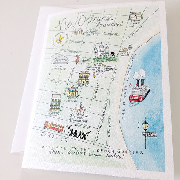 New Orleans, Louisiana Map Greeting Card