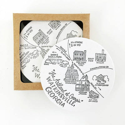 Watkinsville, Georgia Map Letterpress Coasters