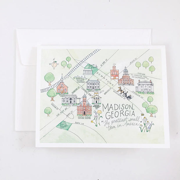 Madison, Georgia Map Greeting Card