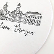 Madison, Georgia Skyline Letterpress Coasters