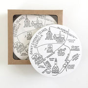 Saint Simons Island, Georgia Map Letterpress Coasters