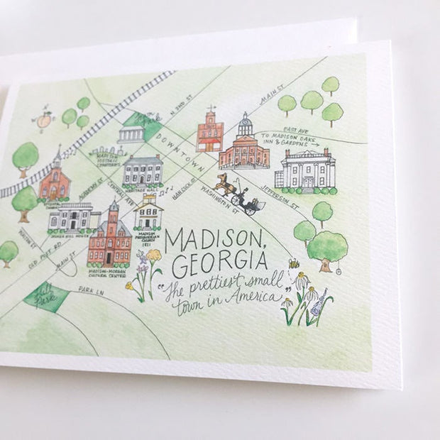 Madison, Georgia Map Greeting Card