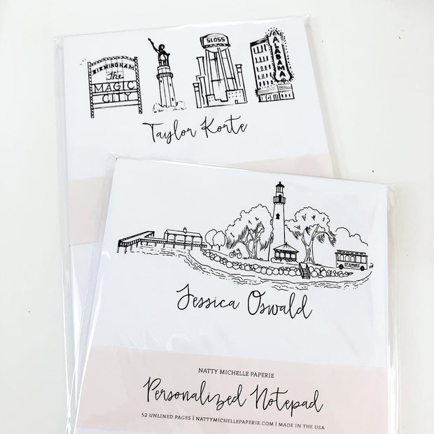 *Available in a Variety of Skylines* Personalized Notepads