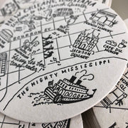 French Quarter, New Orleans Map Letterpress Coasters