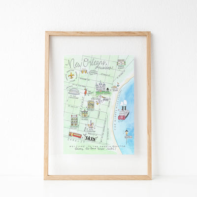 New Orleans, Louisiana Map Art Print