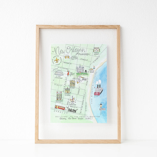 New Orleans, Louisiana Map Art Print