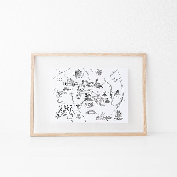 Athens, Georgia Map Art Print