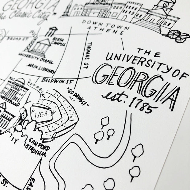 University of Georgia Map Art Print