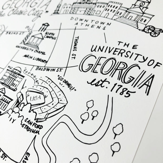 Athens UGA Campus Map Greeting Card