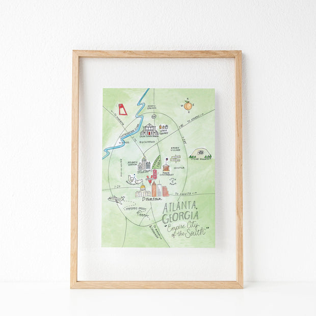 Atlanta, Georgia Map Art Print