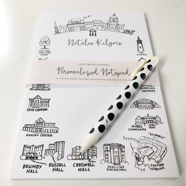 Athens, Georgia Landmarks Personalized Notepad