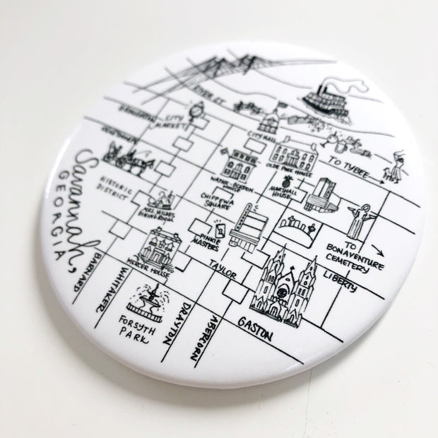 Savannah, Georgia Pen & Ink Map Magnet