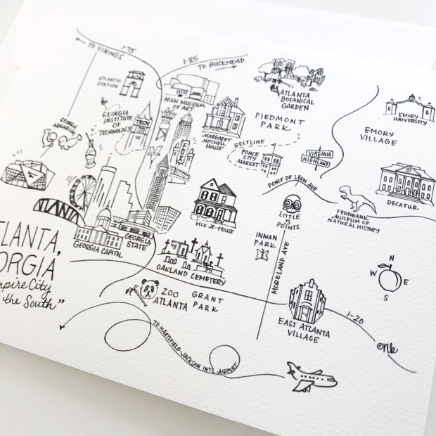 Atlanta, Georgia Pen & Ink Map Greeting Card