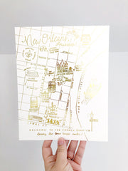 New Orleans, Louisiana Gold Foil Map Art Print