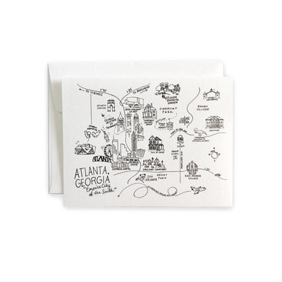 Atlanta, Georgia Pen & Ink Map Greeting Card