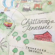 Chattanooga, Tennessee Map Art Print