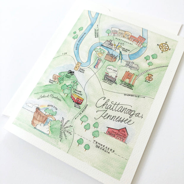 Chattanooga Map Greeting Card