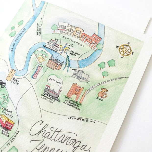 Chattanooga, Tennessee Map Greeting Card