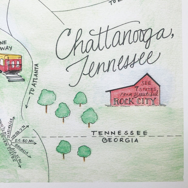 Chattanooga, Tennessee Map Art Print