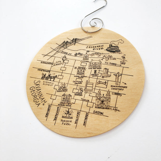 Savannah, Georgia Birch Ornament
