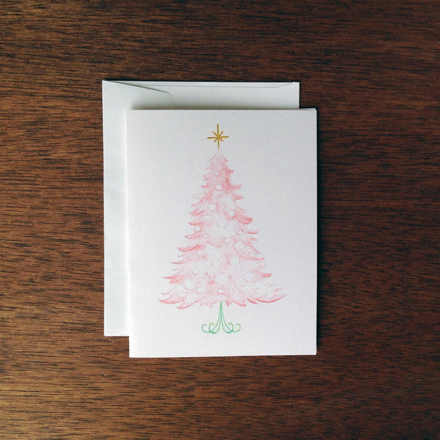 Pink Christmas Tree Greeting Card