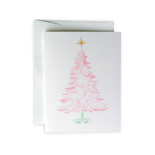 Pink Christmas Tree Greeting Card