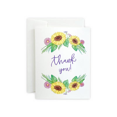 Sunflower Floral Thank You Greeting Card